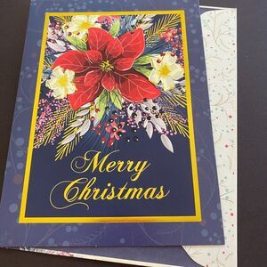 St Labre Indian School Poinsettia Floral Holiday Merry Christmas Greetings Card